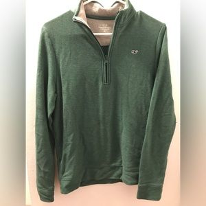 Boys' Vineyard Vines Saltwater Quarter-Zip 100% Pima Cotton Charleston Green L